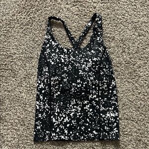 Fabletics Black and White Patterned Tank Top